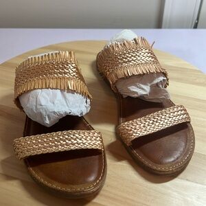 Report brand woven fringe sandals